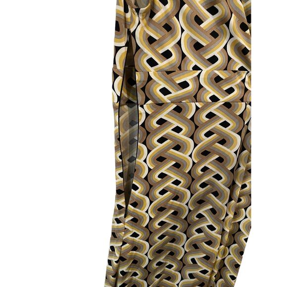 Trina Turk 100% Silk Mini Dress US 4 Neutral Geometric Print Retro Hippie 70s - Picture 4 of 9